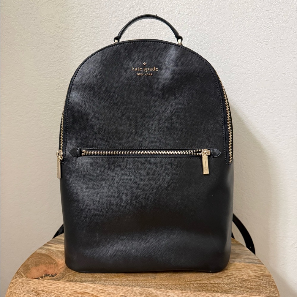 Kate Spade Black Backpack with Gold Accents